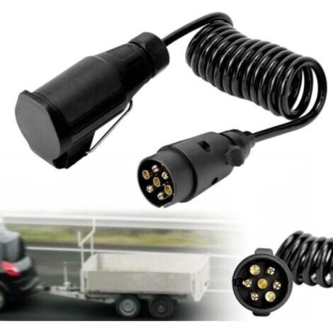 Câble d'extension de remorque de 2 m, câble d'extension en spirale à 7 broches, câble adaptateur 12 V, câble d'extension de remorque adapté aux remorques de voiture, camions, etc. (1/3)