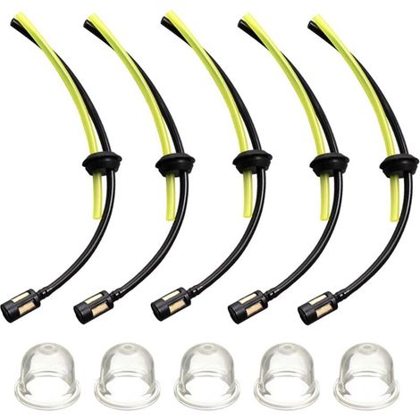 Set di 5 tubi flessibili per carburante con filtro e pre-pompa, lunghezza 27,5 cm, per decespugliatori, tosaerba, soffiatori per foglie, motoseghe.