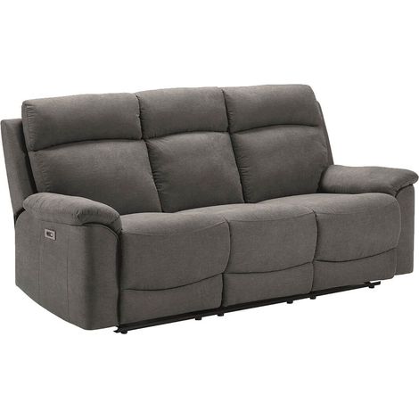 Canapé 3 places relax électrique tissu waterproof gris - BRIANA (1/5)