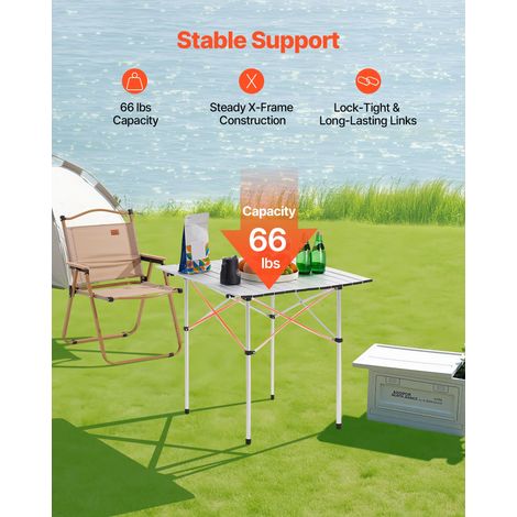 Table de Camping Pliante et Enroulable 70x70 cm Table d'Appoint (1/5)