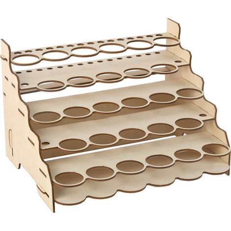 Selbstgebauter, mehrstufiger Farbpigmenthalter aus Holz zur Aufbewahrung Ihrer Malutensilien (Pinsel, Stifte usw.).