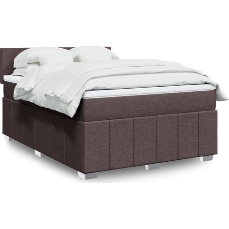 Cama box spring con colchón tela marrón oscuro 140x200 cm vidaXL