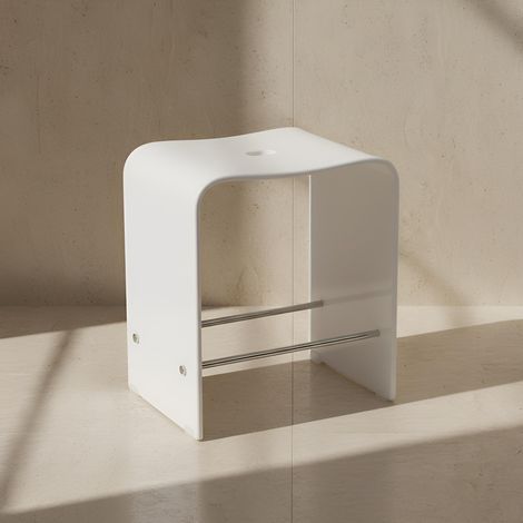 BATHBAZAAR - Tabouret blanc 40 cm LINE (1/5)