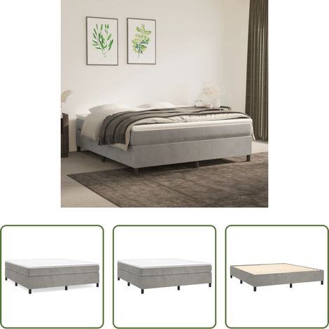 Samtbettgestell - Boxspringbettgestell Hellgrau 180x200 cm Samt (1/5)