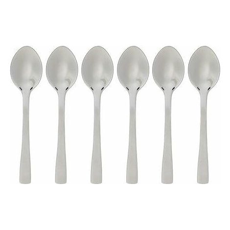 Packung mit 6 kleinen silbernen Precision-Edelstahl-Mokalöffeln 9,5 cm (1/3)