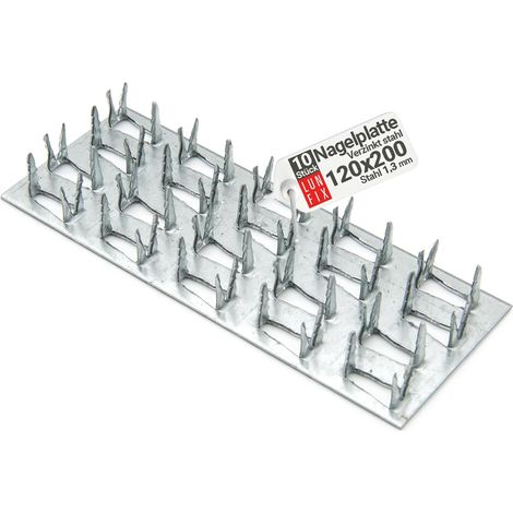 Plaque à griffes - Lot de 10 - Acier galvanisé - Connecteur bois robuste - Charpente et menuiserie - 200x120x1,3 mm (1/5)