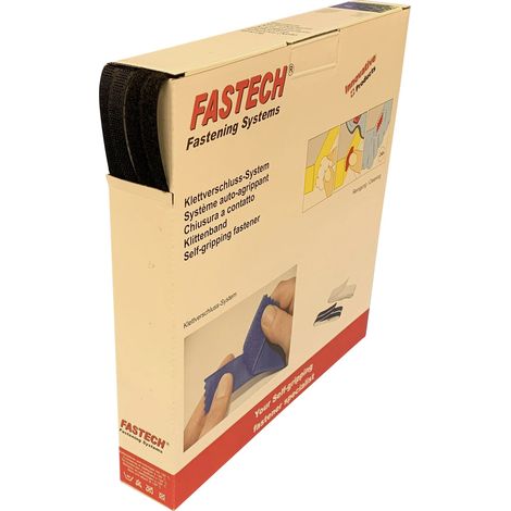 FASTECH® B10-STD-HL999925 Klettband zum Aufnähen Haft- und Flauschteil (L x B) 50 m x 10 mm Schwarz