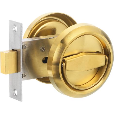 Serrure de porte encastrée ronde — Poignée coquille et bouton de verrouillage encastrés dissimulés en acier inoxydable 304, convient aux portes coulissantes et aux armoires — Or (1/5)
