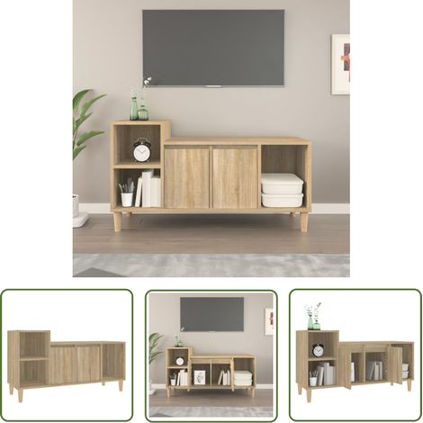 Furniture Limited - Meuble TV Chêne sonoma 100x35x55 cm Bois (1/5)