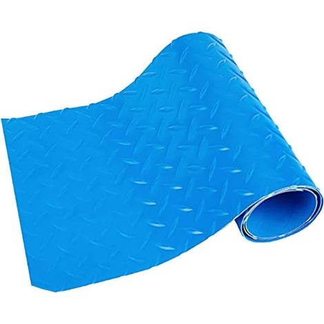Tapis de protection échelle piscine - 1 pièce - Caoutchouc bleu ondulé - Antidérapant et protecteur - Pour piscine hors sol et intérieur - 60 x 23 cm (1/5)