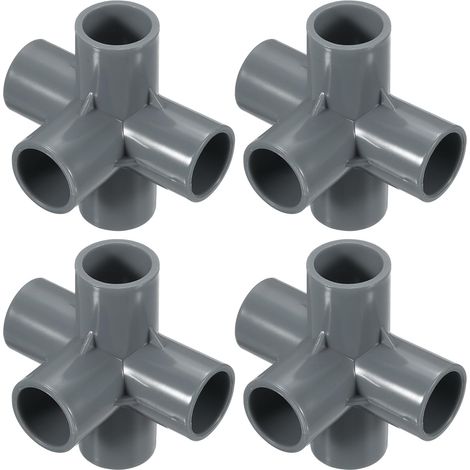 4 Pcs Raccord PVC Gris 5 Voies Raccord Plomberie 20mm ID Connecteurs PVC Coudes Raccords Tuyauterie en PVC, Connecteurs d'angle pour Meubles Structures de Support de Jardin DIY (1/5)