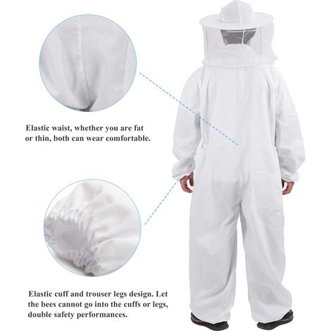 Professioneller Ganzkörper-Imkeranzug mit Stachelschutz, Imkeranzug mit Schleierhut, Größe XXL, komplette Schutzausrüstung für den Bienenstand. (1/5)