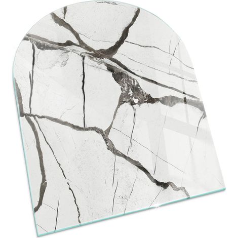 Plaque Rectangulaire de protection en verre trempé pour cheminée protection contre les étincelles Motif veines marbrées 80x70 cm (1/5)