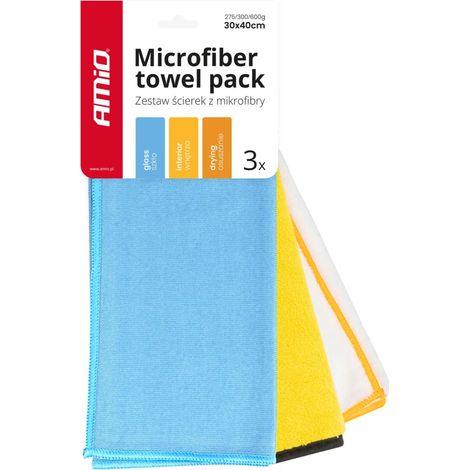 Juego de paños de microfibra de 30x40cm, 275/300/600g, 3 unidades amio-03750 (1/5)