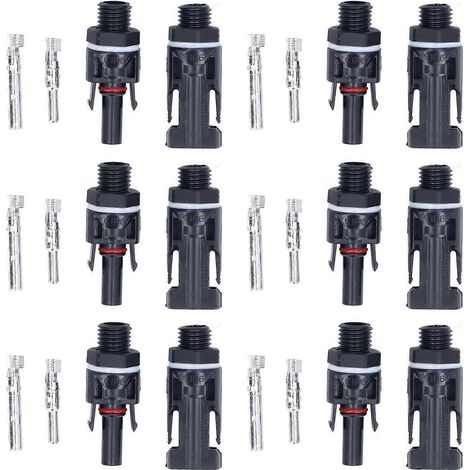 6er-Set wasserdichte PPO-Steckverbinder aus Messing für Solar-Endpaneele zur Stromerzeugung bis 1000 V