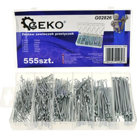 Geko G02826, jeu de goupilles fendues et goupilles de 555 pièces en acier inoxydable (1/3)