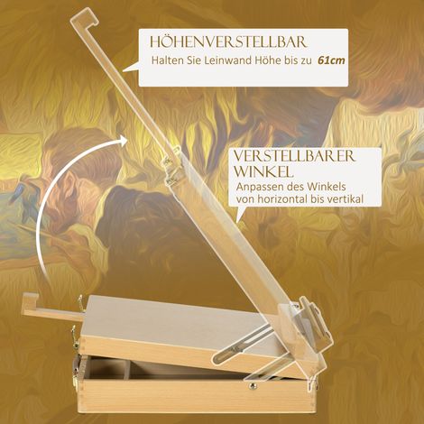 Chevalet de table pliable en bois de hêtre, dimensions 27 x 41,5 x 74,5 cm, couleur naturelle, boîte de chevalet (1/4)