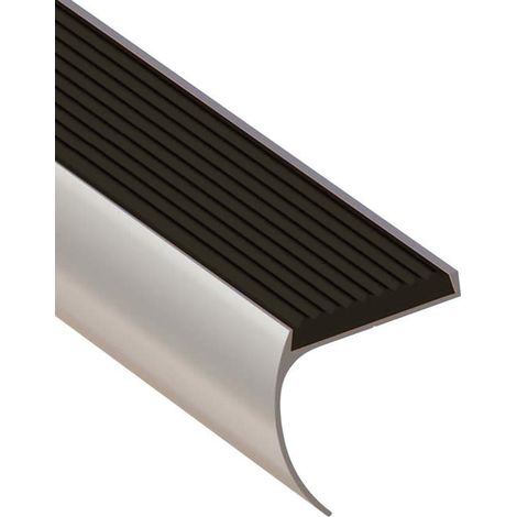 Vivol – Nez de marche en aluminium argenté arrondi 44 x 45 x 1350 mm – Antidérapant pour sécurité – Montage facile avec vis ou ruban adhésif