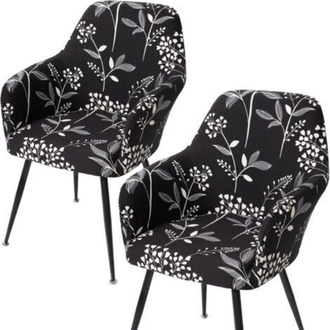 Housse de Chaise Extensible Lot de 2 Housses de Chaise de Salle à Manger avec Accoudoirs Housse Chaise Bureau Amovible Lavable Protection Chaise pour Salon Cuisine Hôtel (1/4)