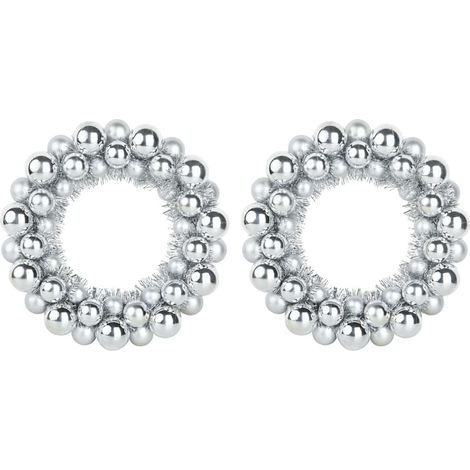 Coronas de Bolas de Navidad 2 pcs Plateado 33 x 33 x 7 cm vidaXL