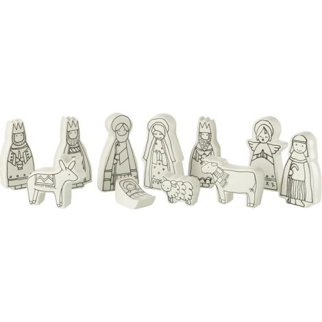 Crèche de Noël en Dolomite "11 Santons" 14cm Blanc (1/2)