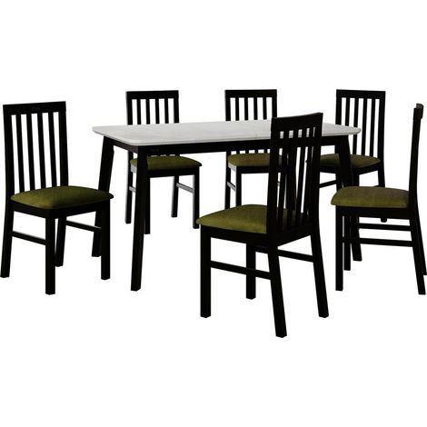 Conjunto de mesas y sillas para comedor Victorville 267, Negro, 75x80x140cm, Diámetro: 0, Número de asientos: 4, Estilo: Contemporary