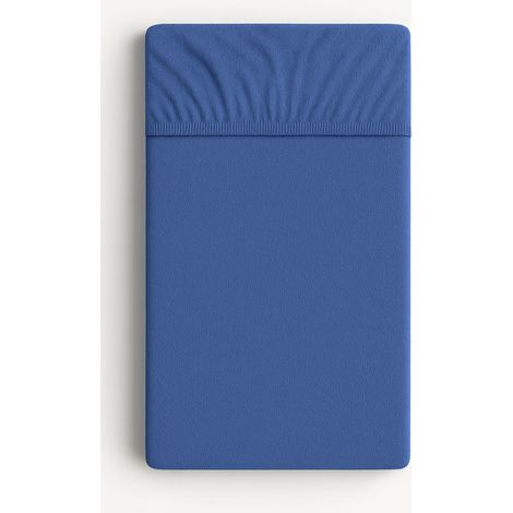 Sábana bajera ajustable de rizo para cuna 140x70cm - azul oscuro (1/4)