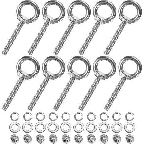 10-Sets Pitons En Acier Inoxydable M8x60mm Pitons A Oeil (1/5)