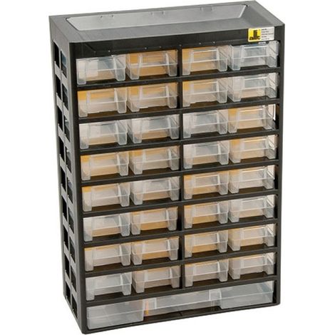 Allibert – Casier de rangement 33 tiroirs – Plastique résistant – Tiroirs transparents pour identification rapide – Optimise l'espace de travail (1/6)