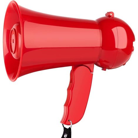 Mini mégaphone portable avec sirène et amplificateur de son à volume réglable (rouge) (1/5)