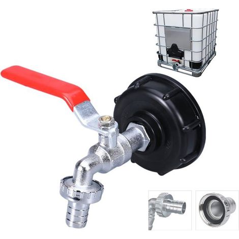 Robinet cuve 1000L avec adaptateur tuyau arrosage - S60X6 IBC raccord jardin (1/5)