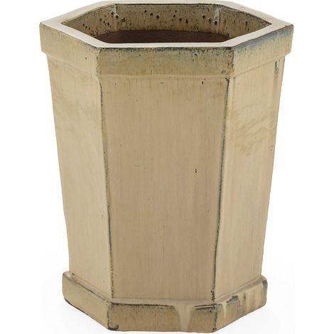 Cache pot en grès sable orifice drainage design élégant - sable naturel grès (1/3)