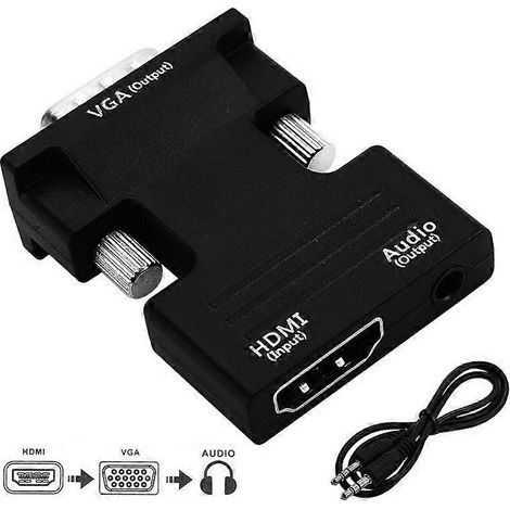 Convertisseur HDMI femelle vers VGA mâle avec adaptateur audio prenant en charge la sortie de signal 1080p ( ) (1/4)