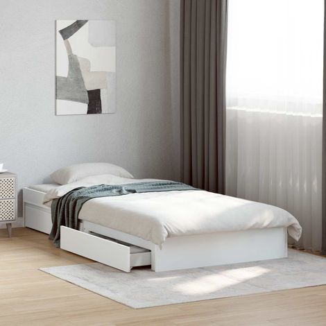 Cadre de lit avec rangement 80 x 200 cm en bois d’ingénierie blanc - PANGIVO (1/5)