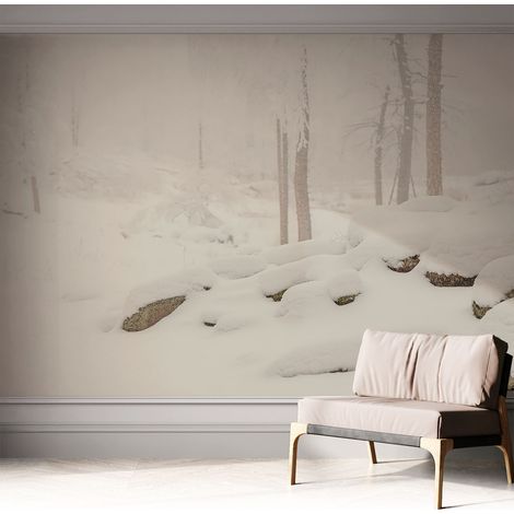 Fotomurale adesivo - Carta da parati adesiva - per la cucina camera da letto per la soggiorno - Foresta innevata 312x219 cm (1/5)