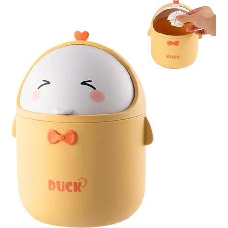 Mini poubelle de bureau en carton avec couvercle pour la maison, le bureau, la chambre, la voiture, la cuisine (jaune) (1/5)