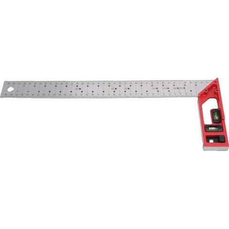 Équerre de menuisier règle perçage angle droit outil traçage mesure avec bulles double axe 400mm (1/5)