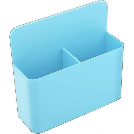 Boîte de rangement magnétique, porte-crayons pour tableau blanc, fournitures scolaires, organiseur à 2 compartiments pour réfrigérateur, casier, surfaces magnétiques - Bleu (1/5)