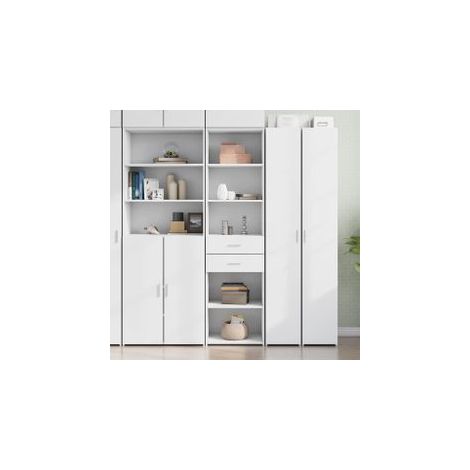Buffet haut blanc 50x42,5x185 bois d'ingénierie (1/5)