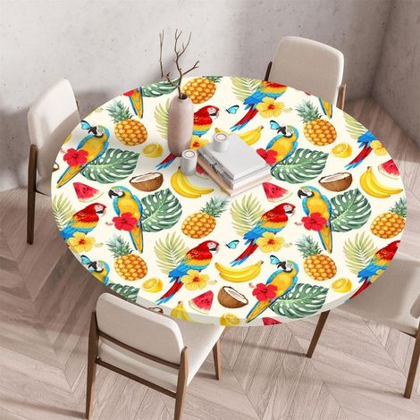 Tischdecke rund 150cm abwaschbar mit Gummiband, wasserdicht, für Garten & Outdoor