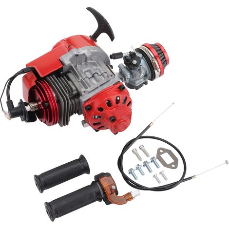 Red starter motor for motorcycle engines, 2-piece carburetor filter set for racing engines. Includes recoil starter/air filter. Suitable for small off-road vehicles/scooters.--DTEKGAZ