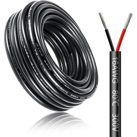 Electrical Cable 10 Meters 16 AWG 2x1.5mm², 2 Core 5V/12V/24V/220V, Tinned Copper, Flexible, Low Impedance, Extension Cable (1/5)