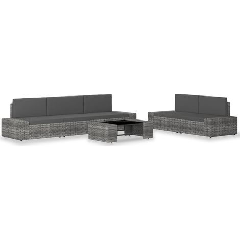 6 pcs Salon de jardin, Ensemble table et chaises de jardin, Meuble de jardin Résine tressée Gris MKW548374 (1/5)