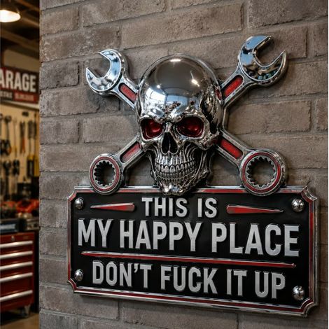 New product: This is my happy place garage wall sign, metal craft sign - as shown 15cm - as shown.