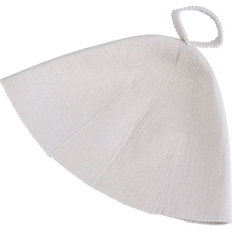 Bonnet de sauna en feutre de laine blanche pour bain russe Banya avec boucle de suspension