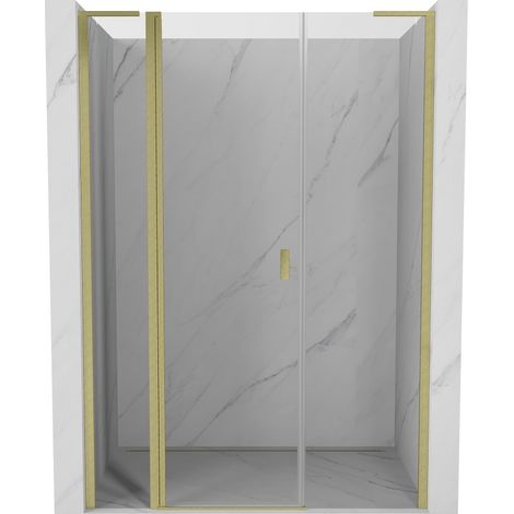 Mexen Mist L Duschdrehtür 135 cm, transparent, gold gebürstet - 8A4L-135-001-55-00 (1/5)
