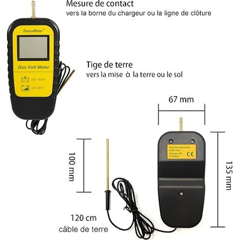 Digital testeur de clôture électrique pour vérifier la tension 0,5-15KV et la tension de la batterie 2,5-40v de la clôture électrique (1/4)