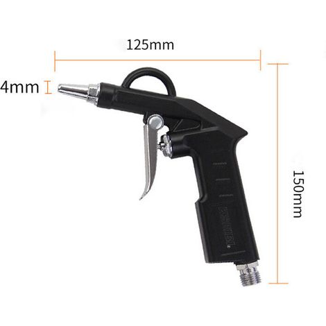 1/4 blow gun for air compressor max. 6 bar – nozzle Ø 4 mm – short nozzle 25 mm – pneumatic cleaning tool – black color