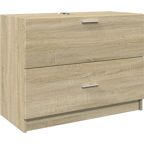 Armadio sottolavabo in legno multistrato ampio spazio portaoggetti bagno 78 x 37 x 59 cm rovere sonoma 020049537