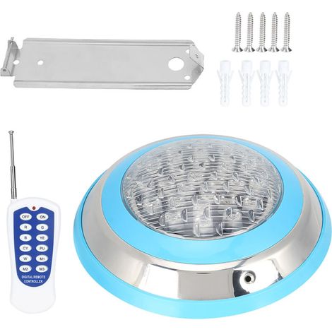 Waterproof LED Lights, 24W AC 12V 24LED Underwater Light with Remote Control, Waterproof Pool Lighting for Underwater Use, Landscapes, Gardens, and Fountains (1/5)